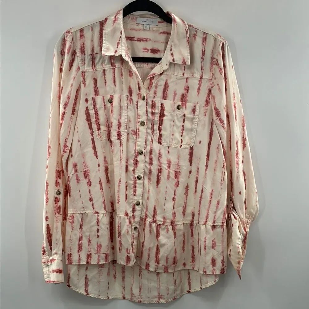3For$20 New Direction High Low Cream and Burgundy Butt Blouse size: M